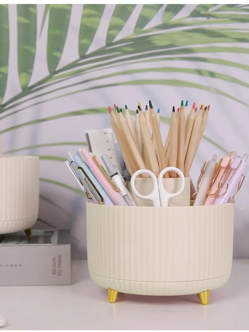 2/$10 Cream 360 Rotating Desktop Organizer with 5 Slots NWT